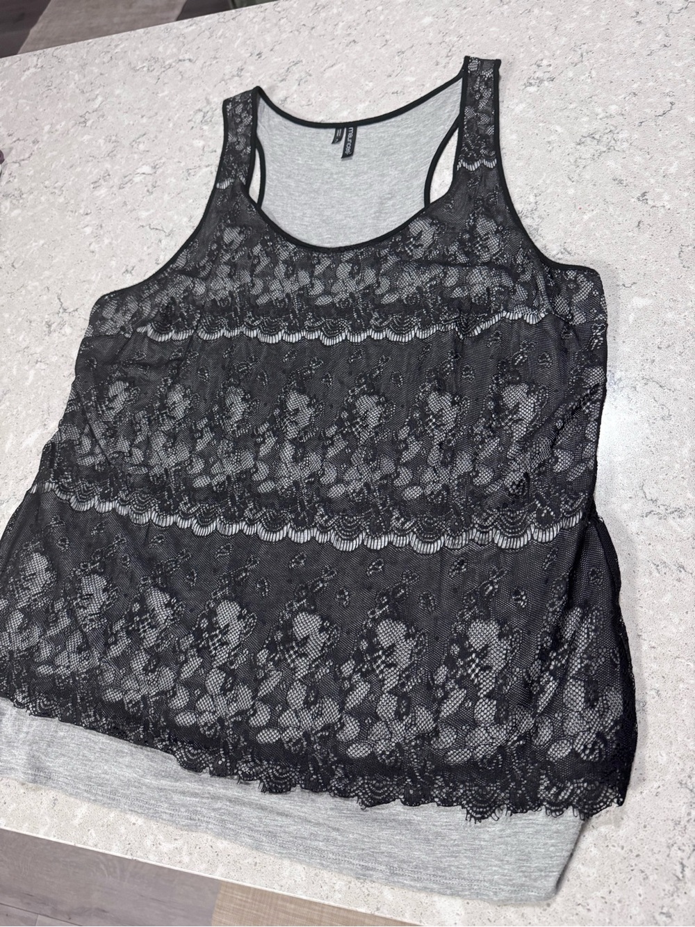 Black Lace Overlay Tank Top